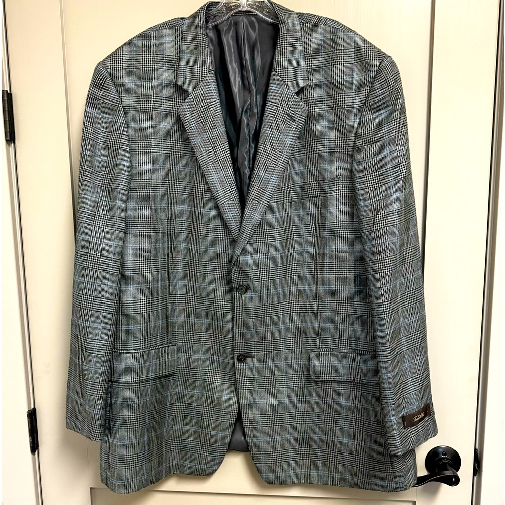 Tasso Elba Black and Gray Checkered Blazer